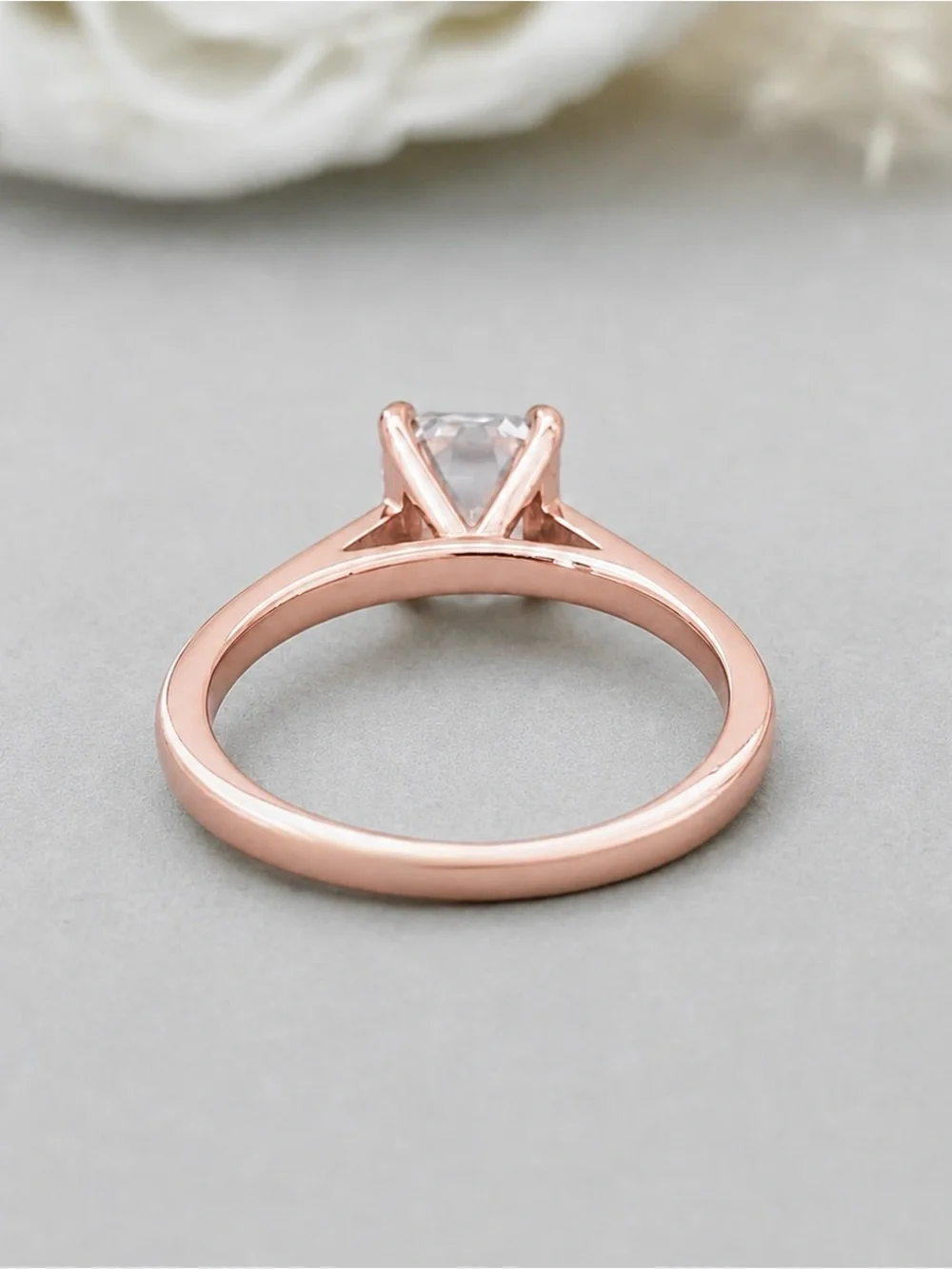 Rose Gold 2ct Asscher Cut CZ Sterling Silver Band Traditional Solitaire Ring